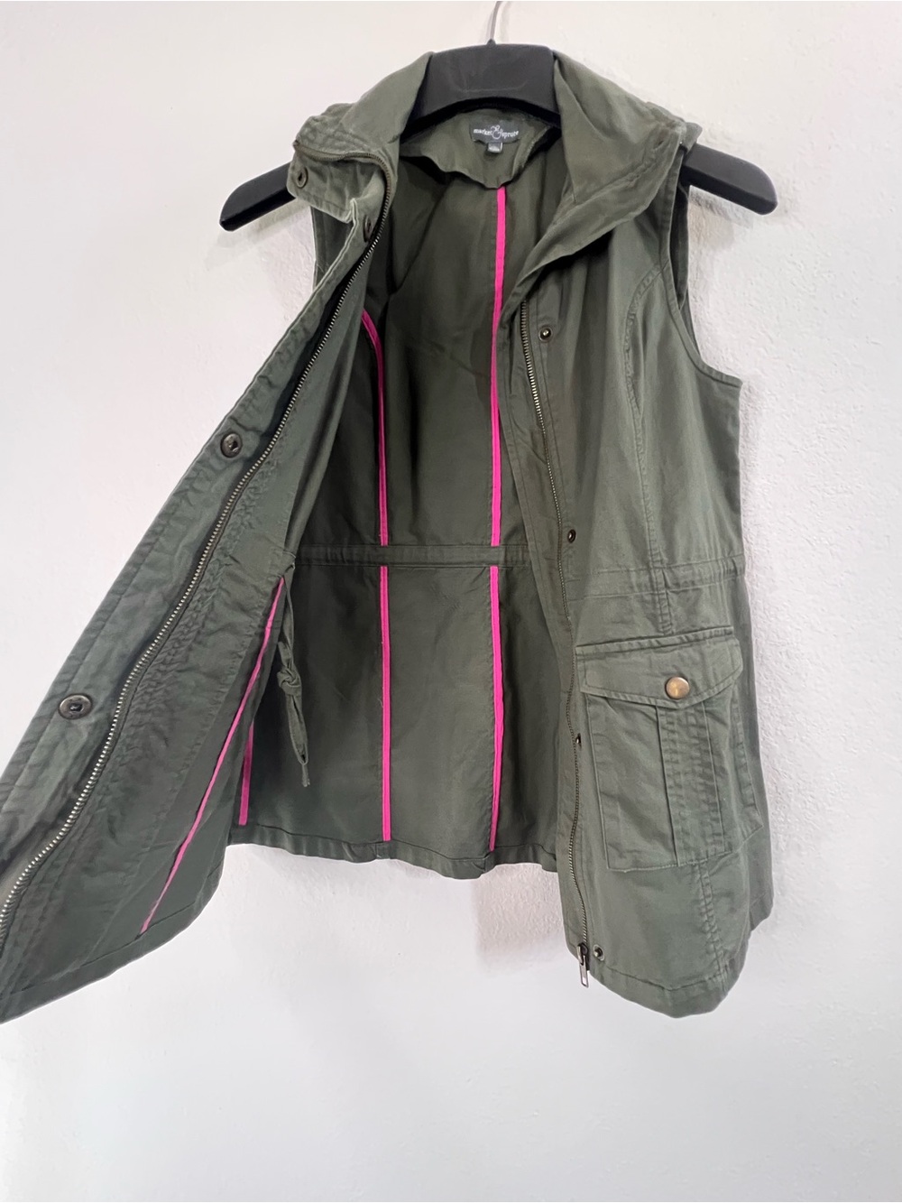 Market & Spruce Olive Colored Utility Cargo Vest - Picture 4 of 13